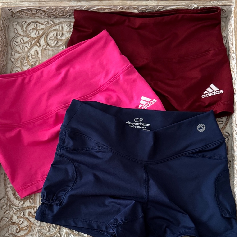 adidas Women's Athletic Shorts - Pink and Maroon and vineyard vine blue shorts